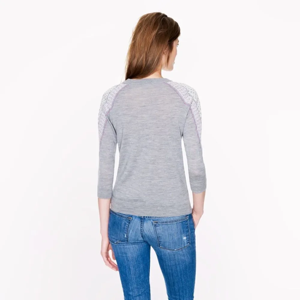 J.Crew Merino Sweater XS Shoulder Embroidery